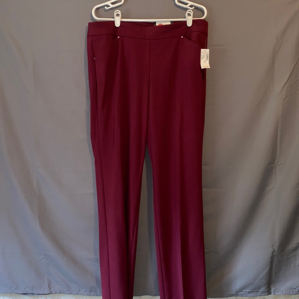 Wine Tummy Control 12 Straight Dress Pants- NWT